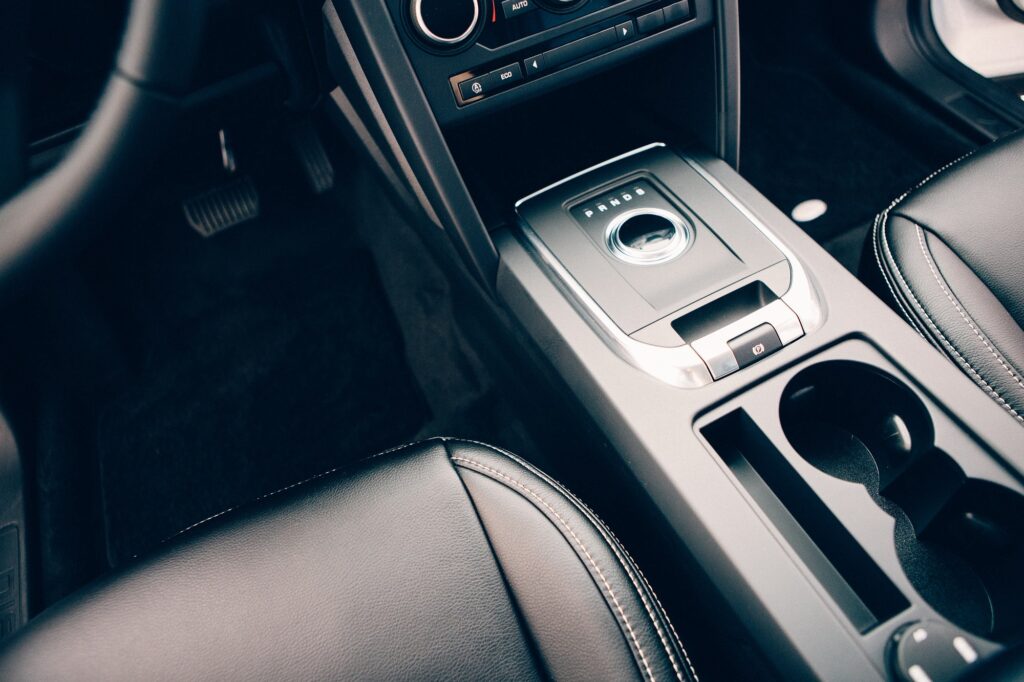 Chic car interior in leather seats
